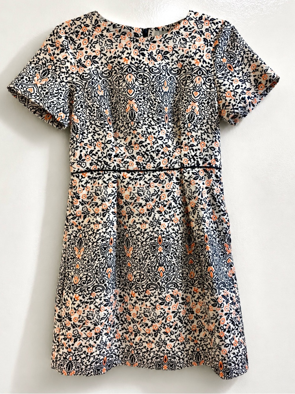 H&M Vintage-Style Floral Tapestry Knit Mini Dress - Size 8